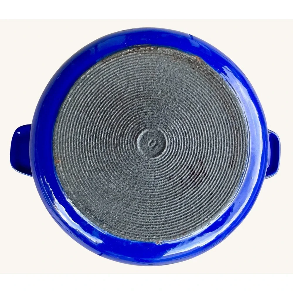 Vintage Cobalt Blue Cast Iron Simmer Pot Fondue Benjamin Medwin Homestead 1.5 Qt